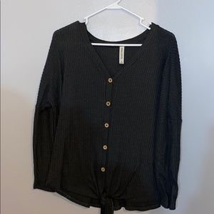 Dark gray waffle knit sweater